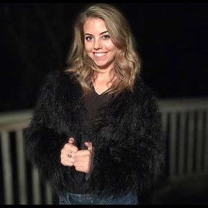 Black Cropped Fur Jacket Rave